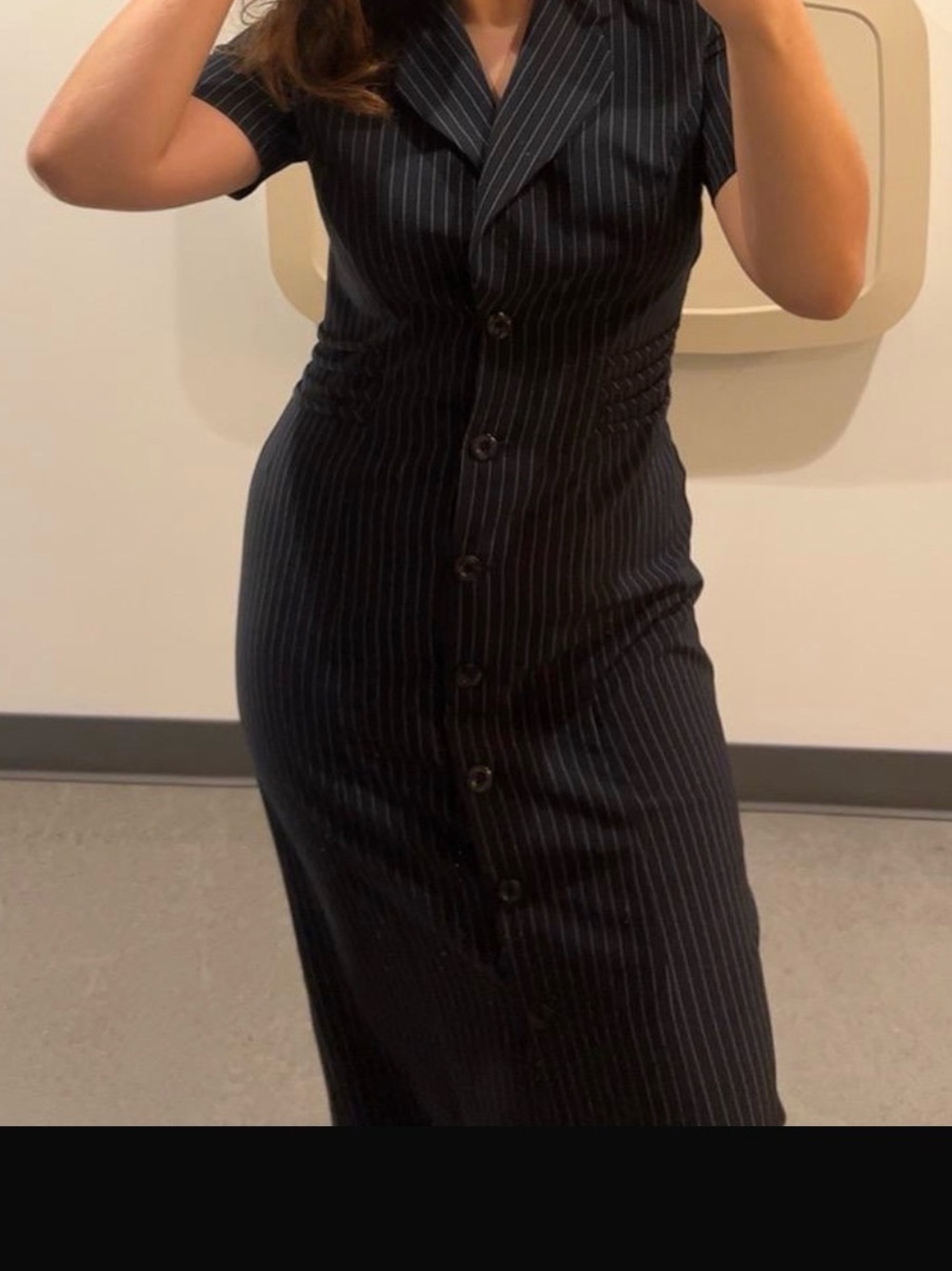 Black Pinstripe women Blazer dress - Classic Tailored